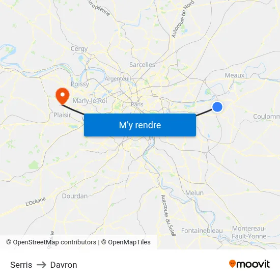 Serris to Davron map