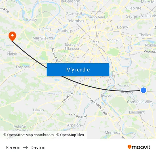 Servon to Davron map