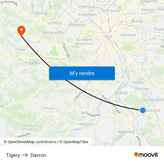Tigery to Davron map
