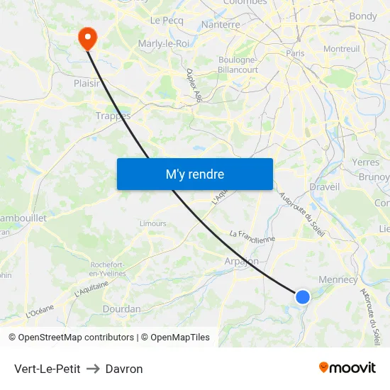 Vert-Le-Petit to Davron map
