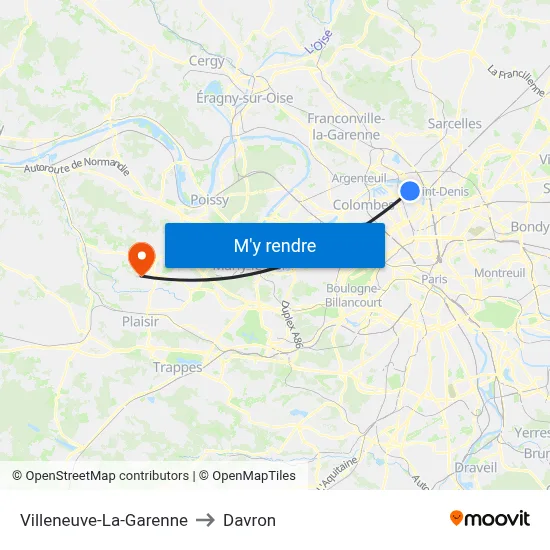 Villeneuve-La-Garenne to Davron map