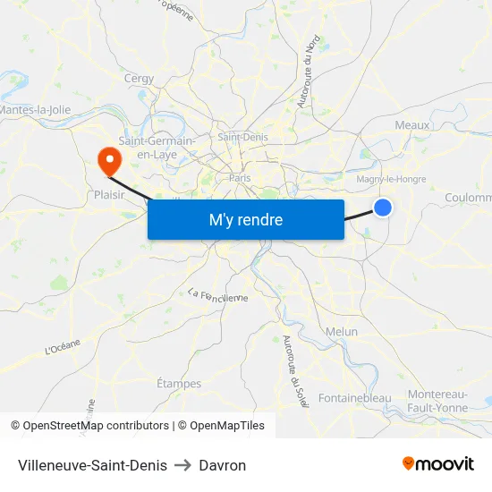 Villeneuve-Saint-Denis to Davron map