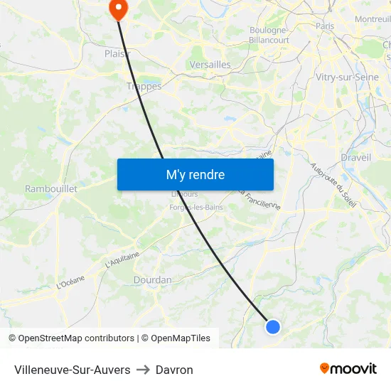 Villeneuve-Sur-Auvers to Davron map