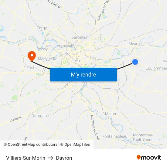 Villiers-Sur-Morin to Davron map