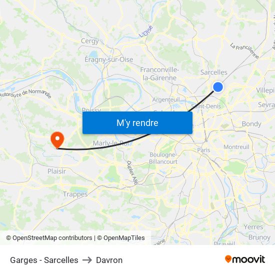 Garges - Sarcelles to Davron map