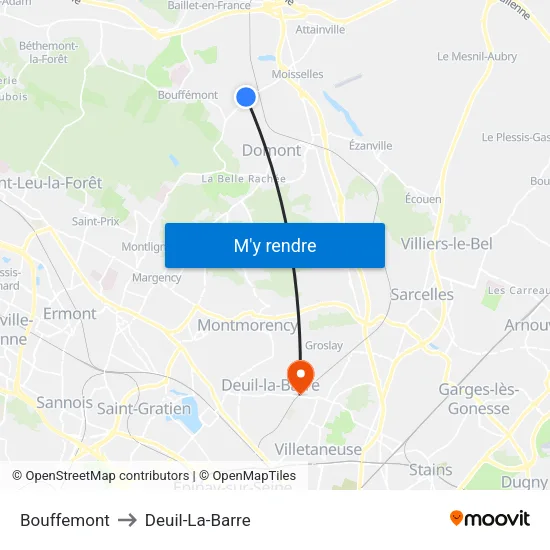 Bouffemont to Deuil-La-Barre map