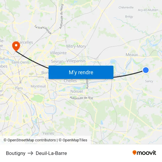 Boutigny to Deuil-La-Barre map
