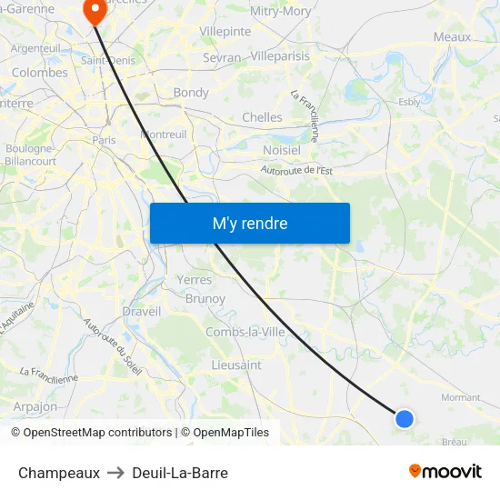 Champeaux to Deuil-La-Barre map