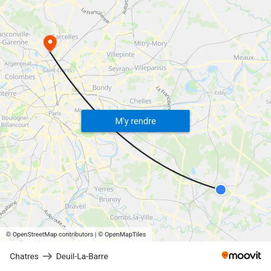 Chatres to Deuil-La-Barre map