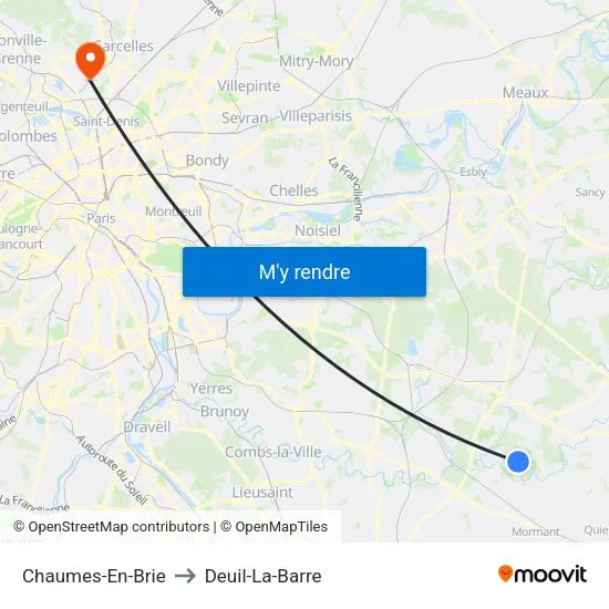 Chaumes-En-Brie to Deuil-La-Barre map