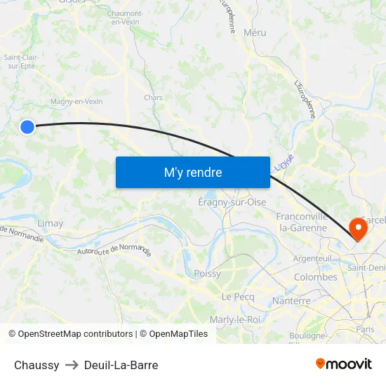 Chaussy to Deuil-La-Barre map
