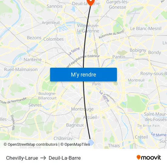 Chevilly-Larue to Deuil-La-Barre map