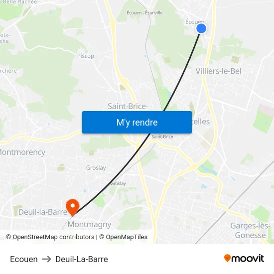 Ecouen to Deuil-La-Barre map