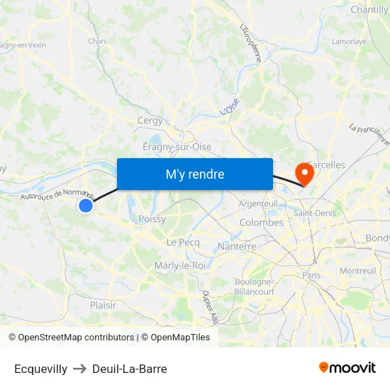 Ecquevilly to Deuil-La-Barre map