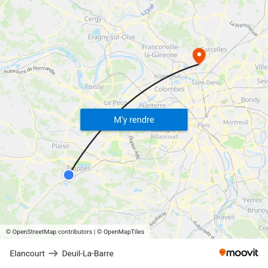 Elancourt to Deuil-La-Barre map