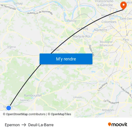 Epernon to Deuil-La-Barre map