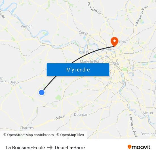 La Boissiere-Ecole to Deuil-La-Barre map