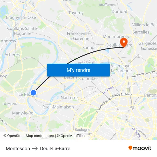 Montesson to Deuil-La-Barre map