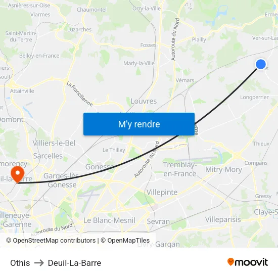 Othis to Deuil-La-Barre map