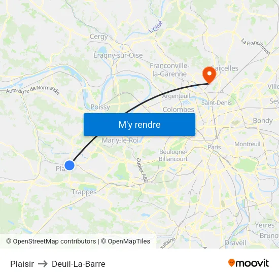 Plaisir to Deuil-La-Barre map