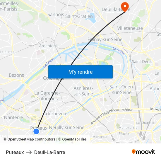 Puteaux to Deuil-La-Barre map
