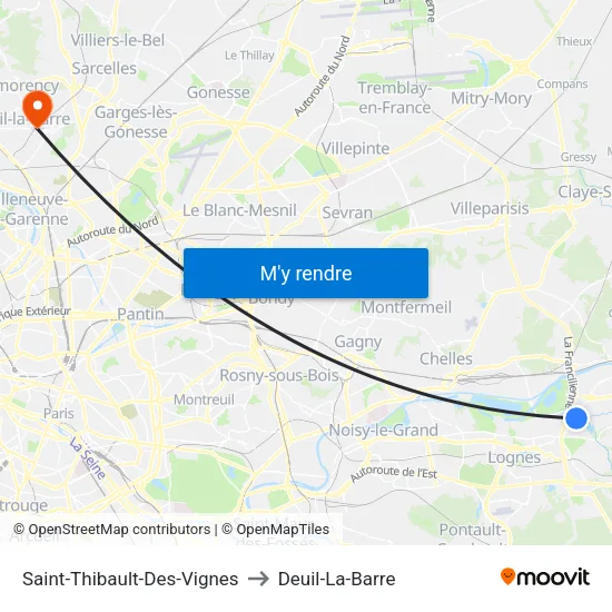Saint-Thibault-Des-Vignes to Deuil-La-Barre map