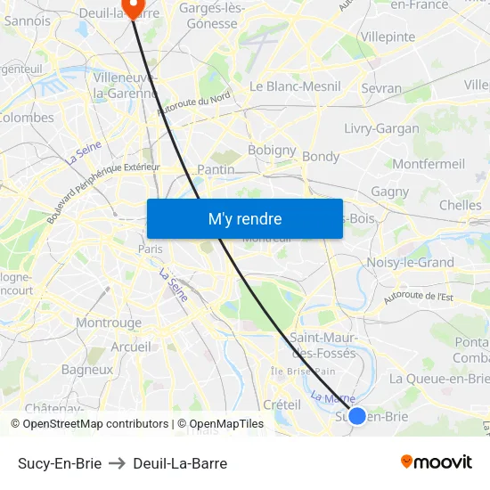 Sucy-En-Brie to Deuil-La-Barre map