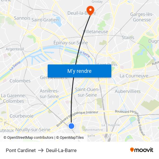 Pont Cardinet to Deuil-La-Barre map