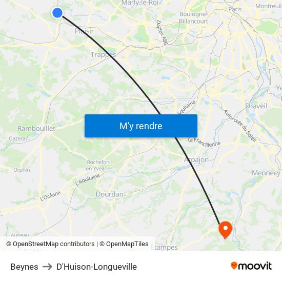 Beynes to D'Huison-Longueville map