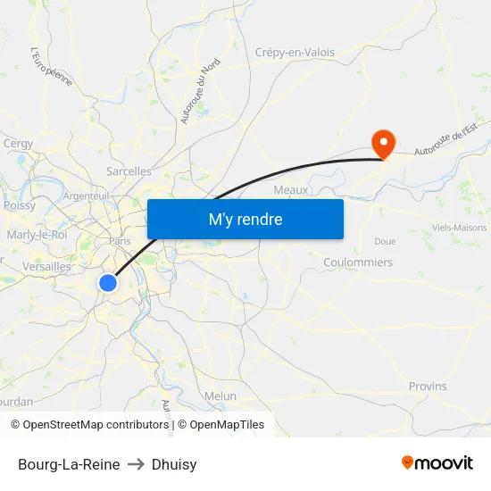 Bourg-La-Reine to Dhuisy map