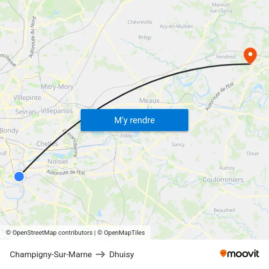 Champigny-Sur-Marne to Dhuisy map