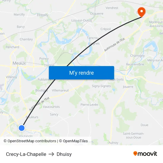 Crecy-La-Chapelle to Dhuisy map