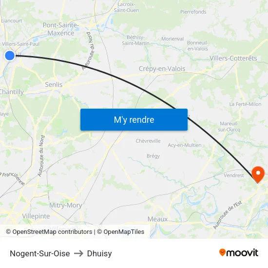 Nogent-Sur-Oise to Dhuisy map
