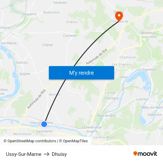 Ussy-Sur-Marne to Dhuisy map