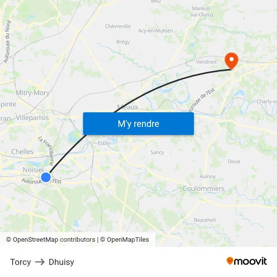 Torcy to Dhuisy map