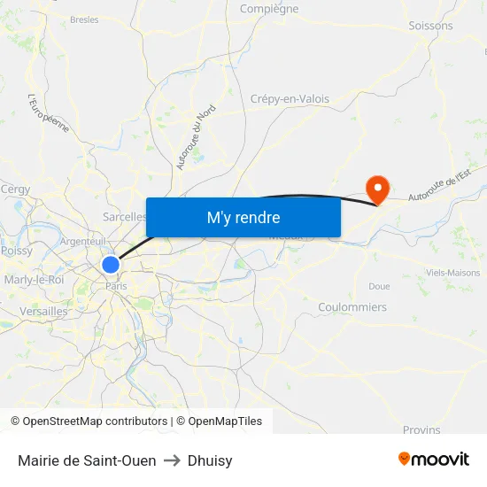 Mairie de Saint-Ouen to Dhuisy map