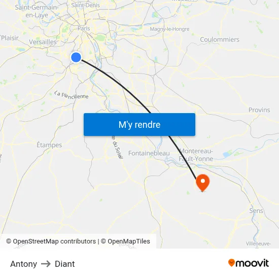 Antony to Diant map