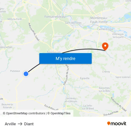 Arville to Diant map