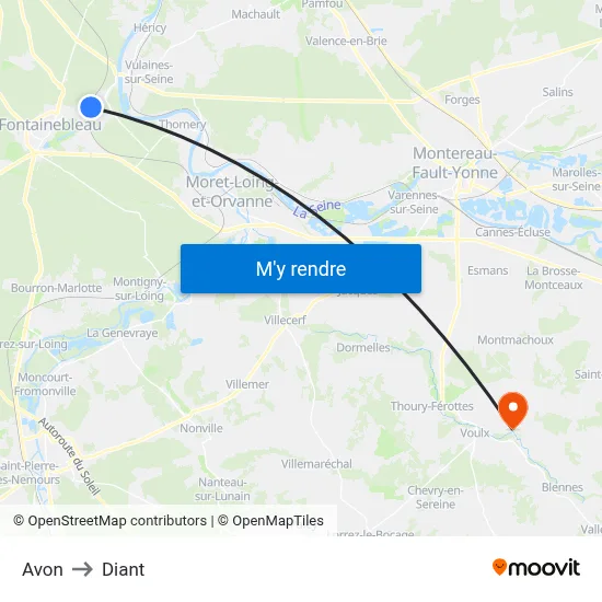 Avon to Diant map