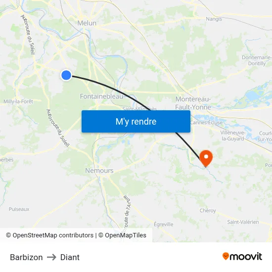 Barbizon to Diant map