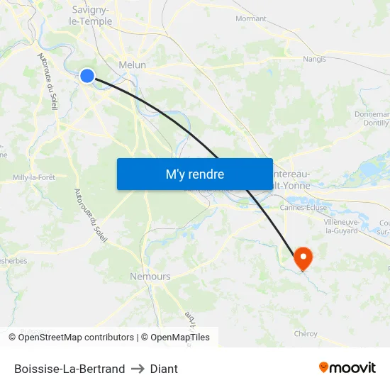 Boissise-La-Bertrand to Diant map