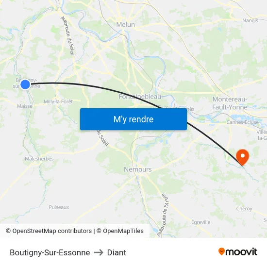 Boutigny-Sur-Essonne to Diant map