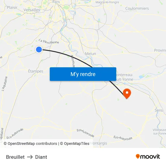 Breuillet to Diant map