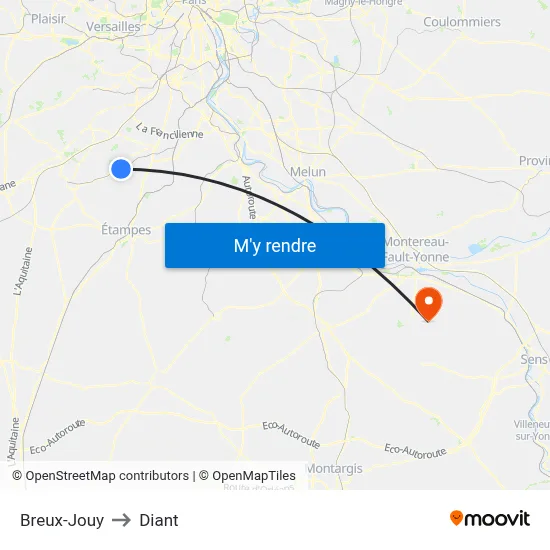 Breux-Jouy to Diant map