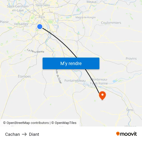 Cachan to Diant map
