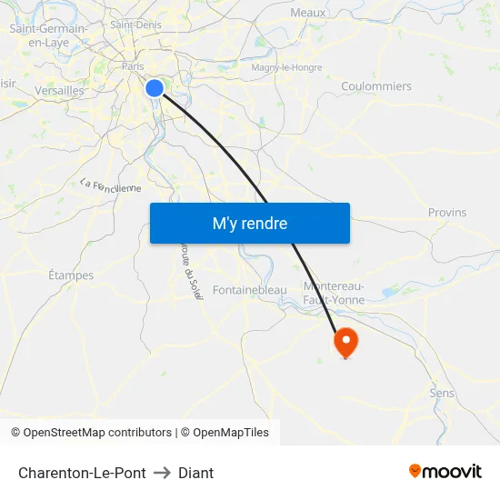 Charenton-Le-Pont to Diant map