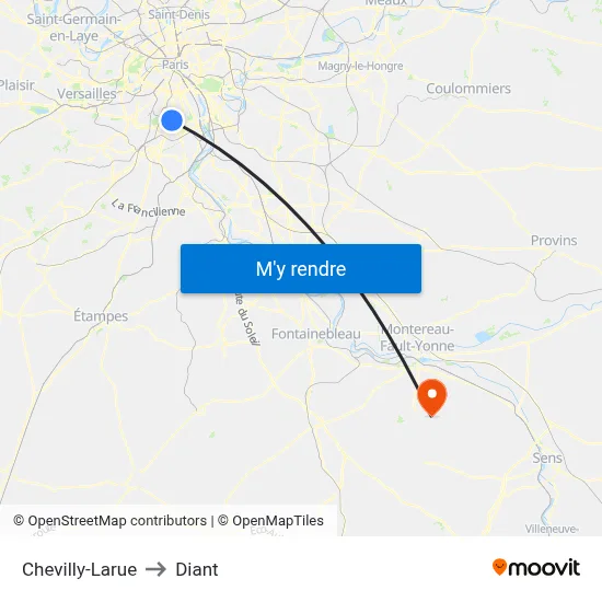 Chevilly-Larue to Diant map