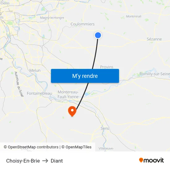 Choisy-En-Brie to Diant map