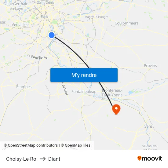 Choisy-Le-Roi to Diant map