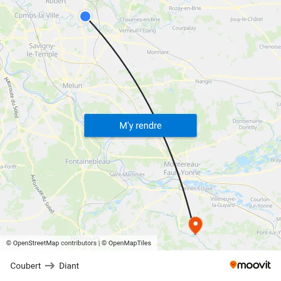 Coubert to Diant map